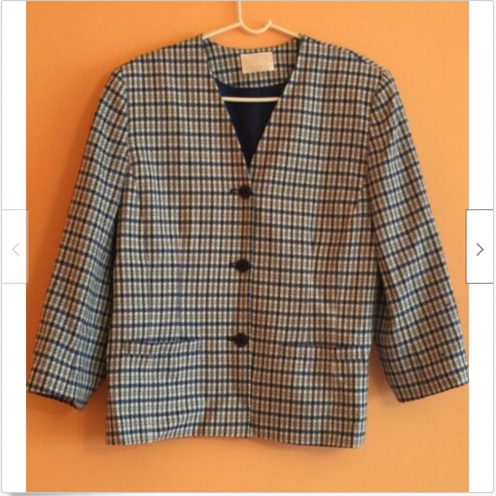 Vtg Pendleton Check Pattern Blazer Jacket Sz 14 - image 1